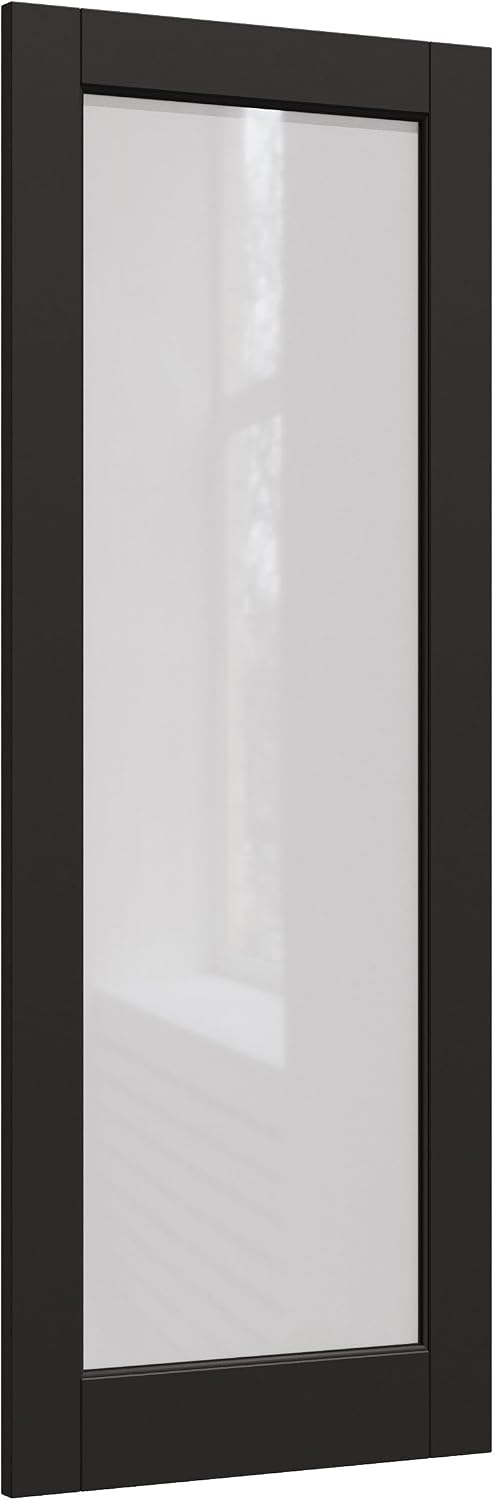 Finished Black 1‑Lite Frosted Glass Solid‑Core Interior Door Slab