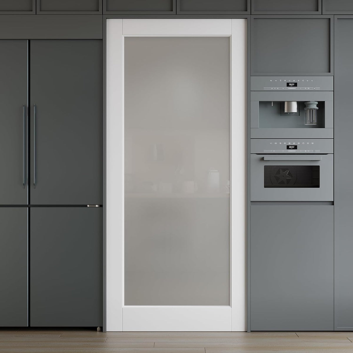 Solid‑Core 1‑Lite Frosted Glass Interior Door Slab