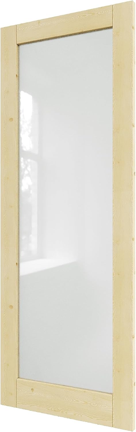 Unfinished Pine 1‑Lite Frosted Glass Interior Slab Door