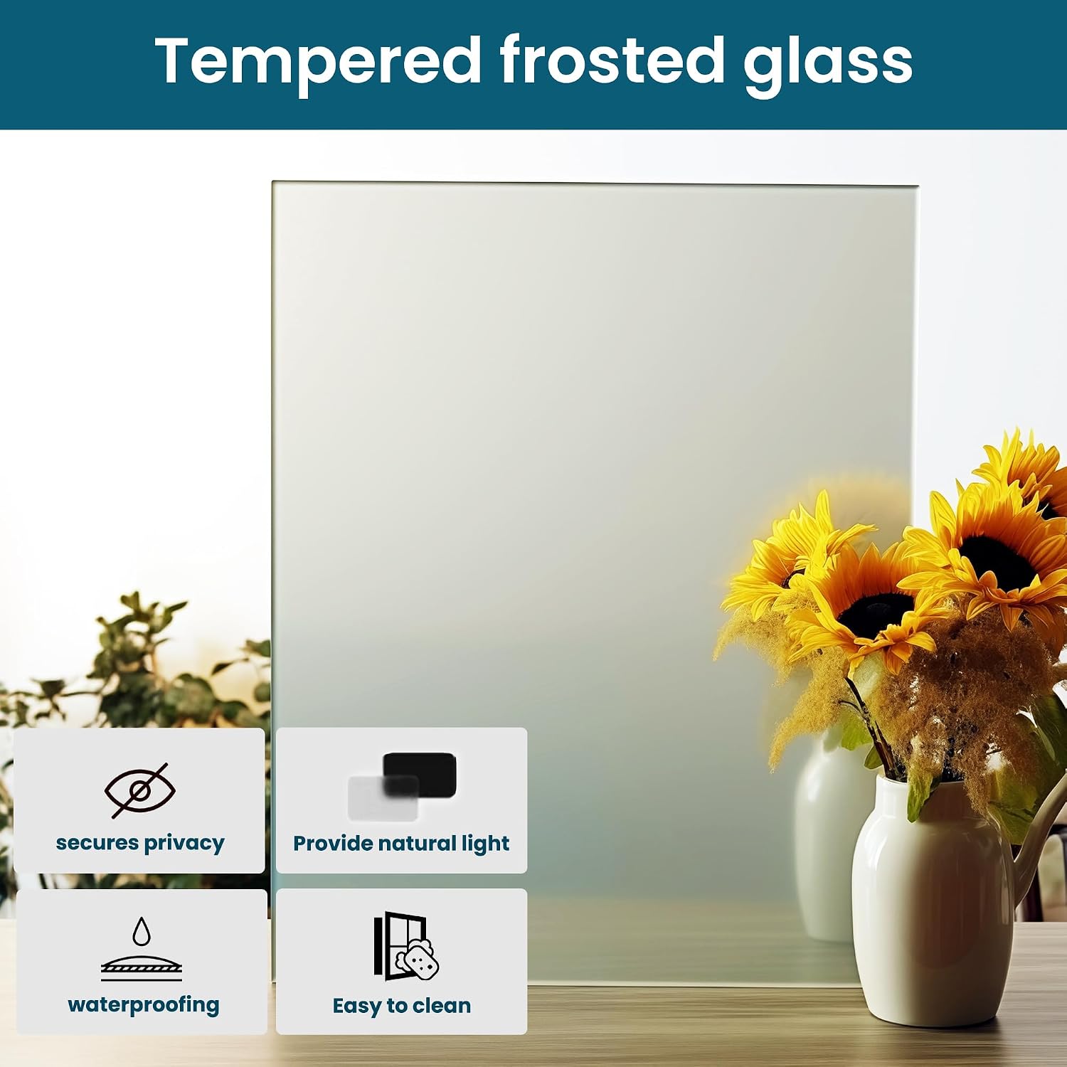White‑Primed Solid‑Core Frosted Glass Interior Door Slab
