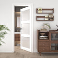 White‑Primed 3‑Lite Frosted Glass Solid‑Core Door Slab