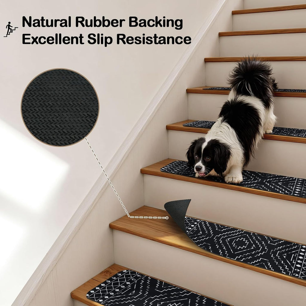 Boho Non‑Slip Washable Stair Treads