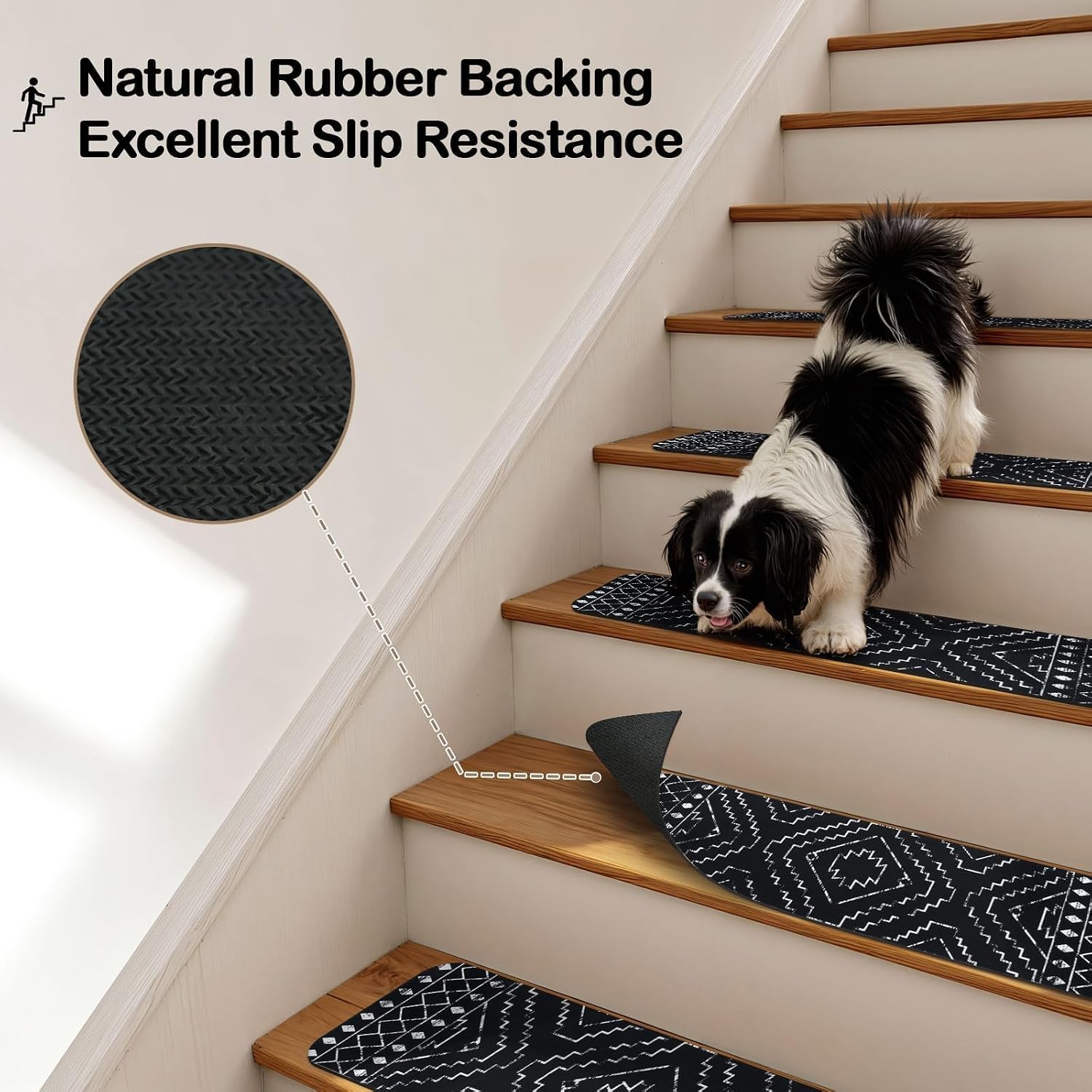 Boho Non‑Slip Washable Stair Treads
