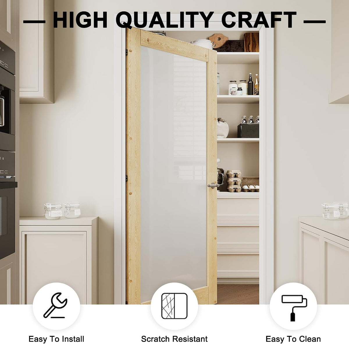 Unfinished Knotty‑Pine Frosted Glass Interior Door Slab
