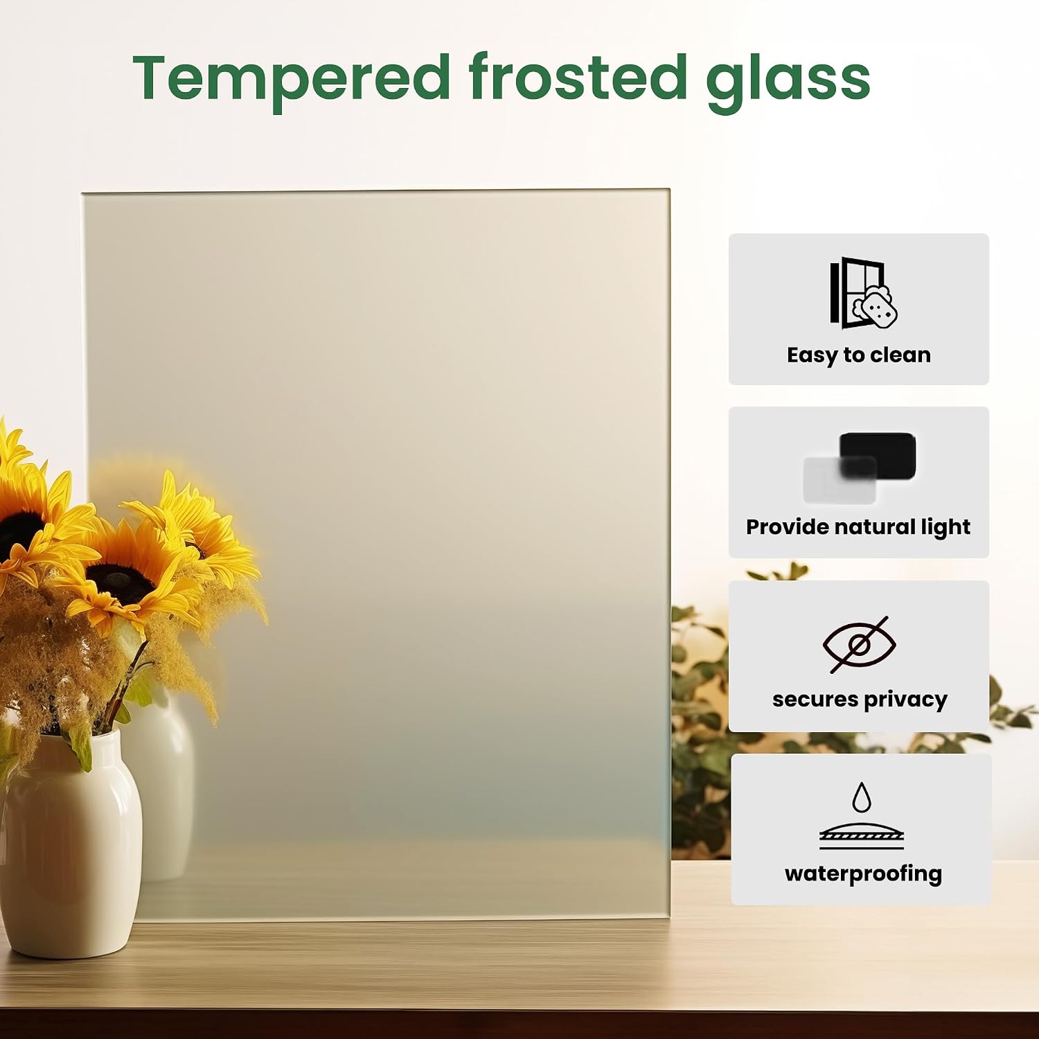 White‑Primed Solid‑Core Frosted Glass Interior Door Slab
