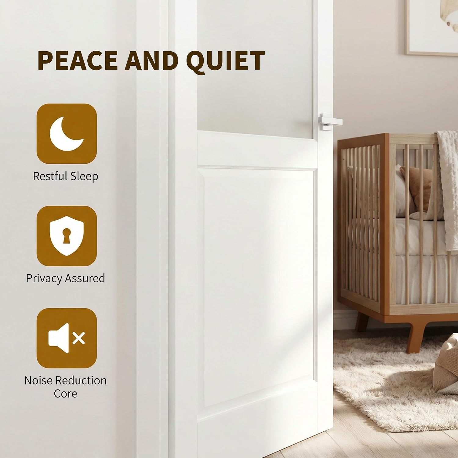 White‑Primed Tempered Frosted‑Glass Interior Door Slab