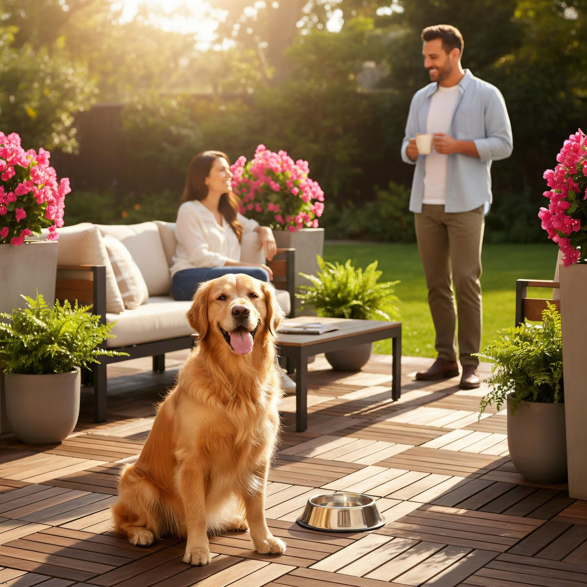 Natural Acacia Interlocking Wood Deck Tiles