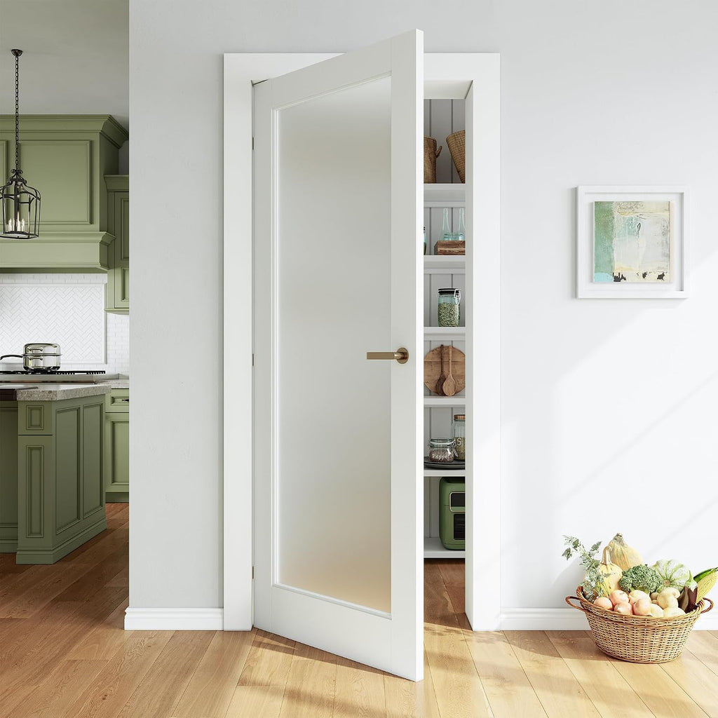 White‑Primed Solid‑Core Frosted Glass Interior Door Slab