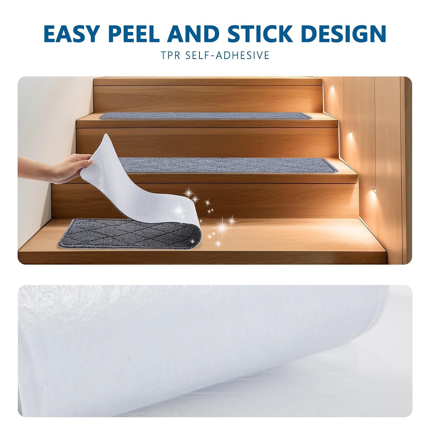 Reusable Adhesive Non‑Slip Carpet Stair Treads