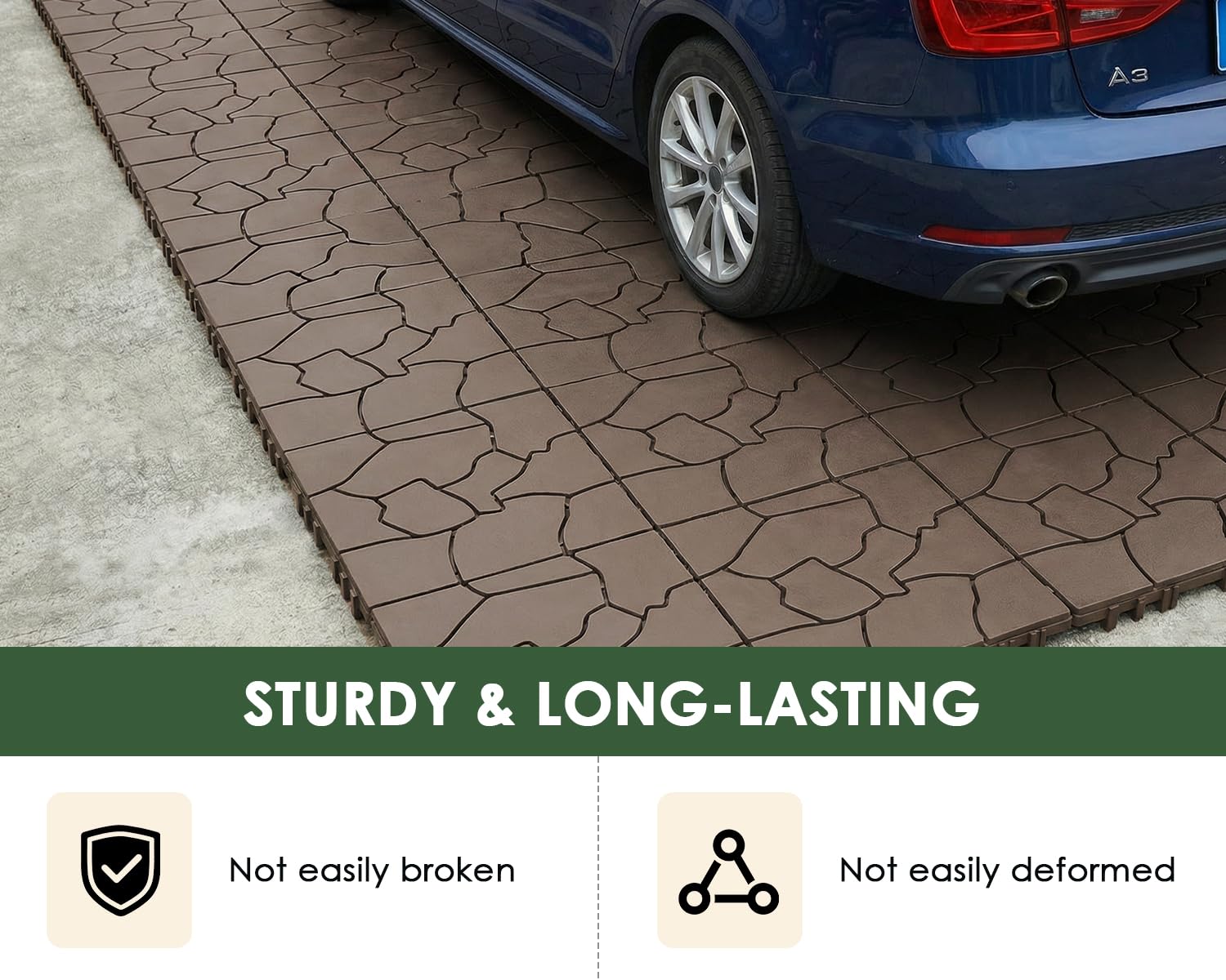 Brown Stone‑Pattern Plastic Interlocking Deck Tiles