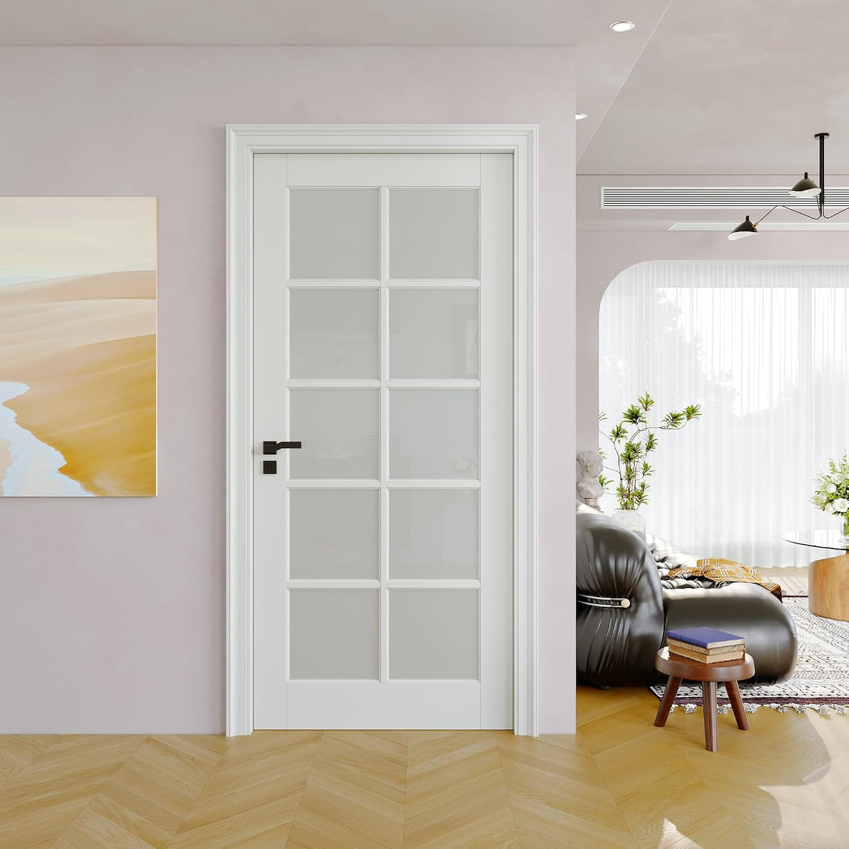 Pre‑Finished 10‑Lite Frosted Glass Solid‑Core Interior Door Slab
