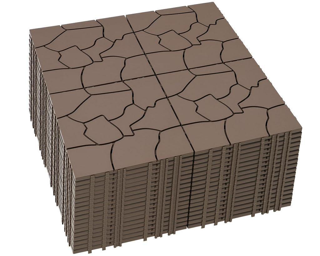 Brown Stone‑Pattern Plastic Interlocking Deck Tiles