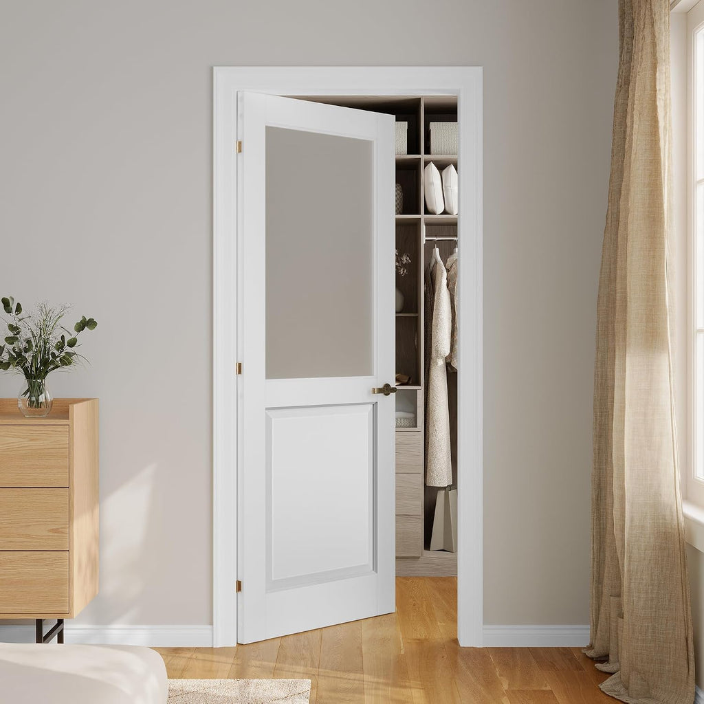 White‑Primed Solid‑Core Frosted Glass Interior Door Slab