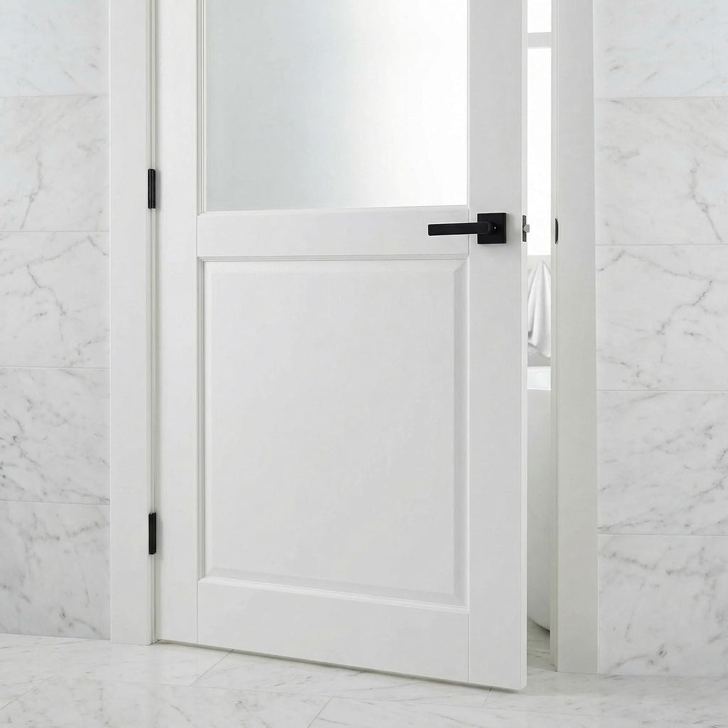 White‑Primed Tempered Frosted‑Glass Interior Door Slab