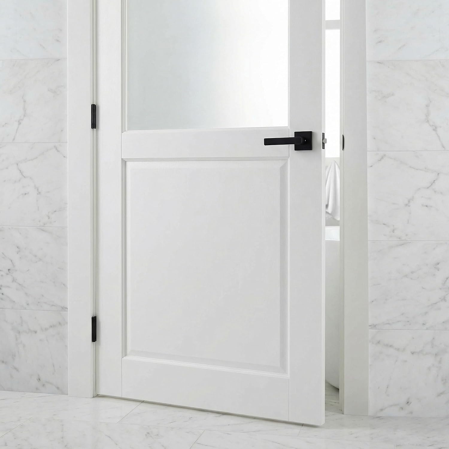 White‑Primed Tempered Frosted‑Glass Interior Door Slab