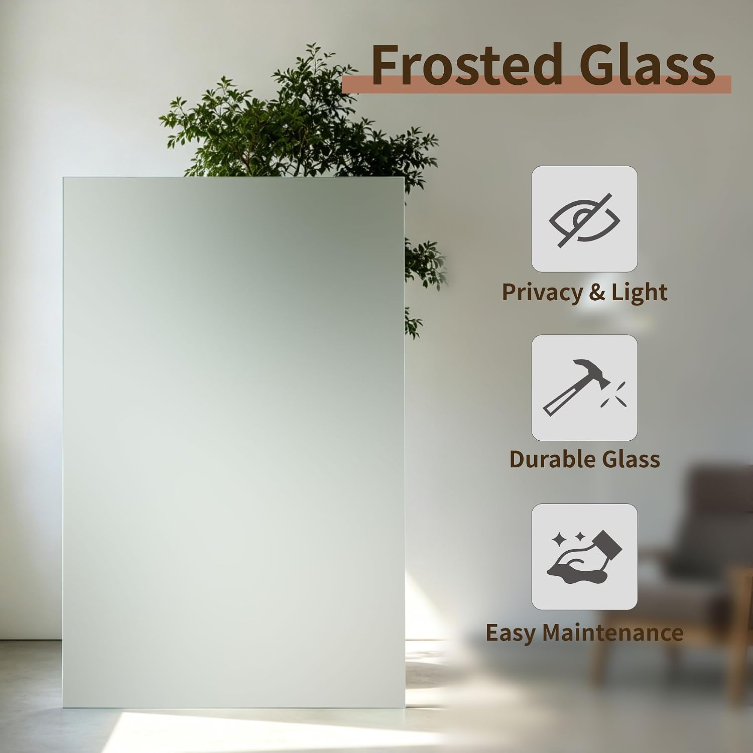 Black Finished Solid‑Core Frosted Glass Interior Door Slab
