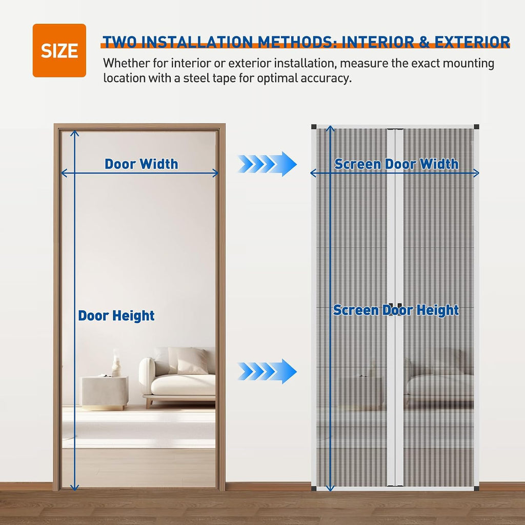 No‑Drill Pet‑Proof Retractable Screen Door