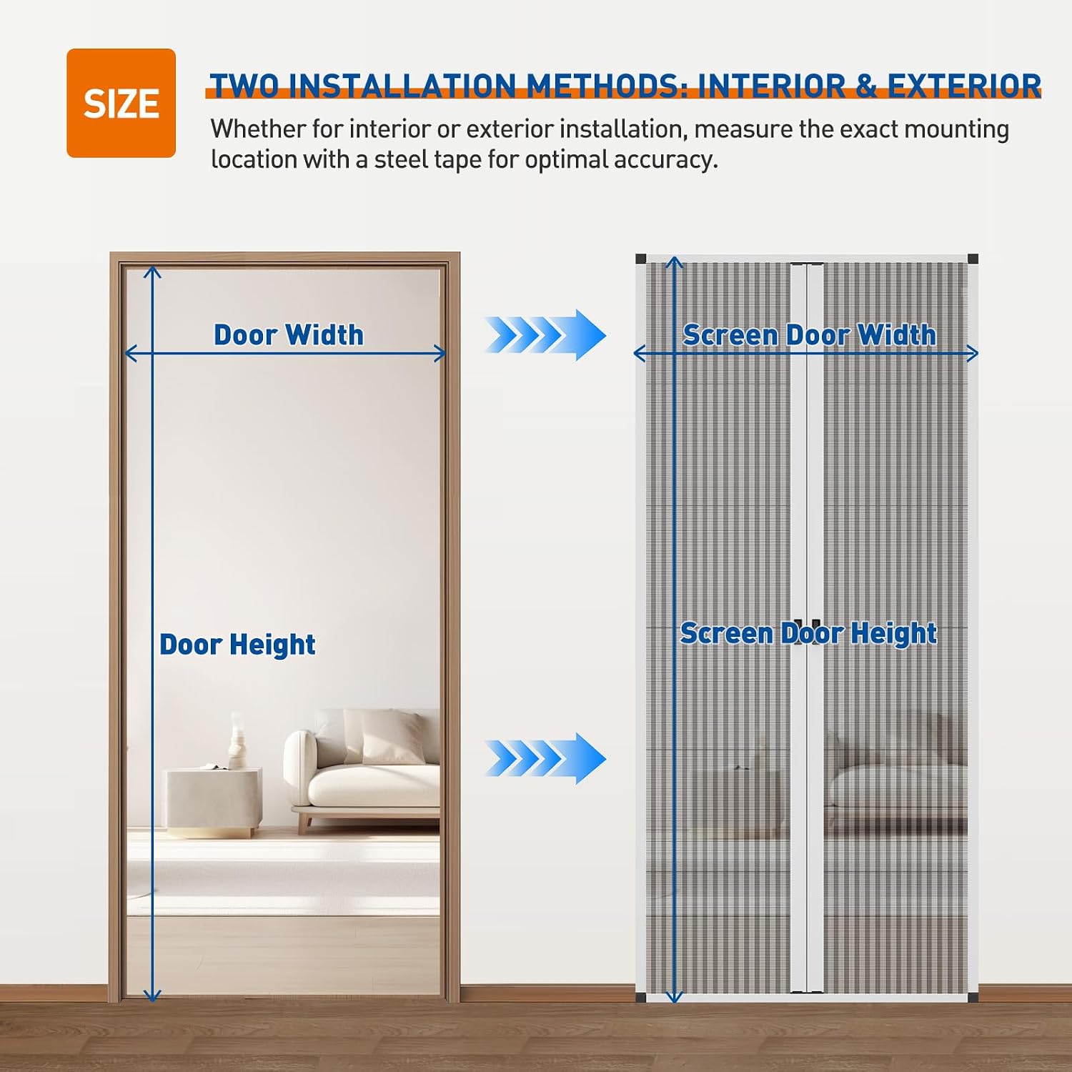 No‑Drill Pet‑Proof Retractable Screen Door
