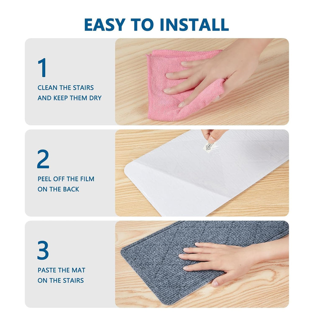 Reusable Adhesive Non‑Slip Carpet Stair Treads