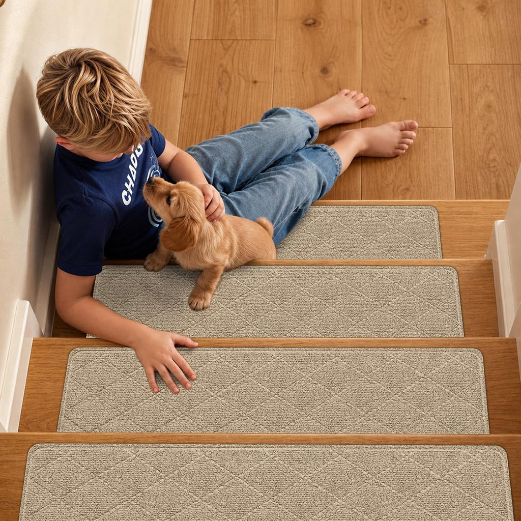 Non‑Slip Peel‑and‑Stick Carpet Stair Treads