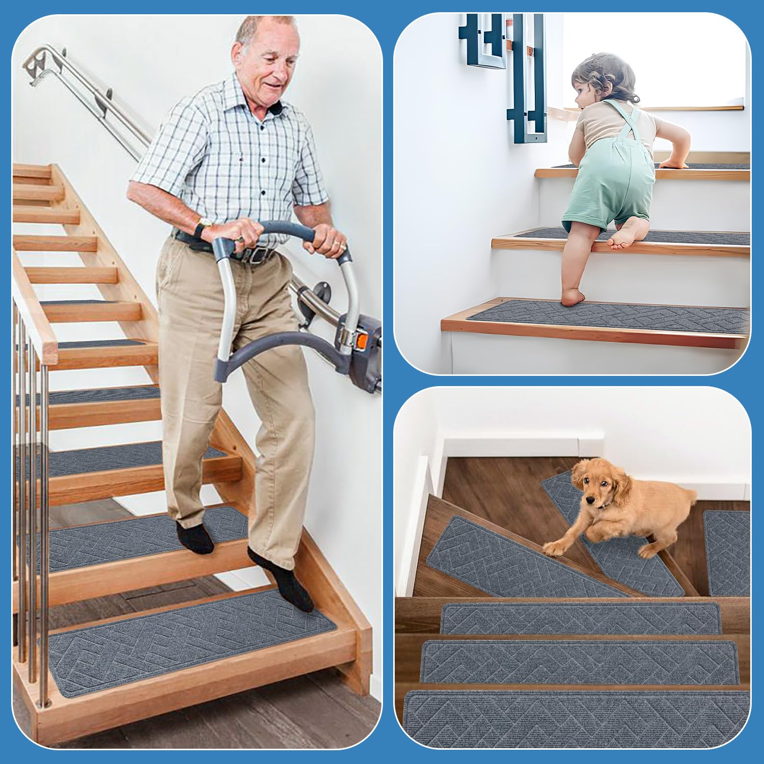 Peel‑and‑Stick Non‑Slip Stair Carpet Treads