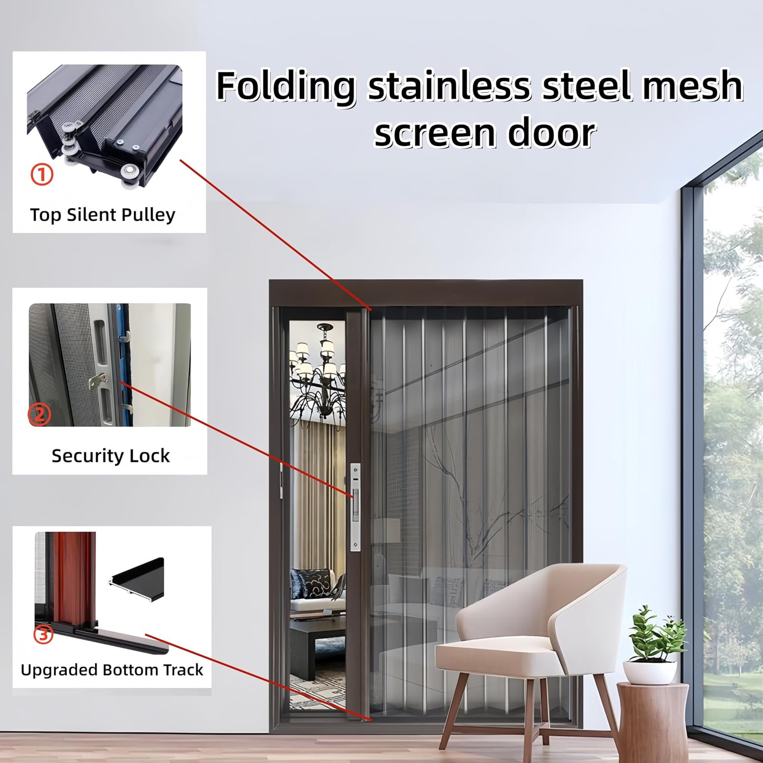 Heavy‑Duty Retractable Folding Screen Door