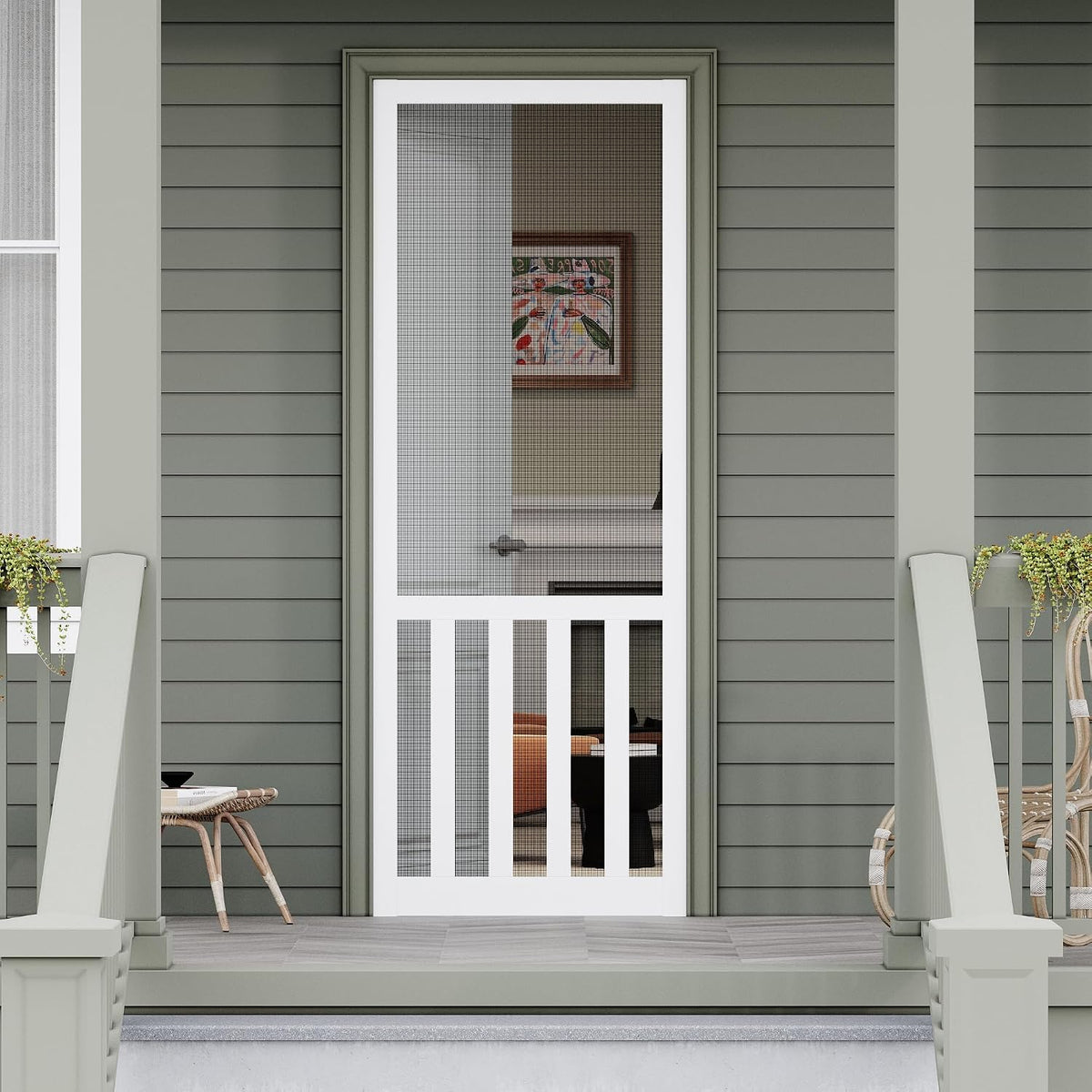 Wood Hinged French Style Screen Door