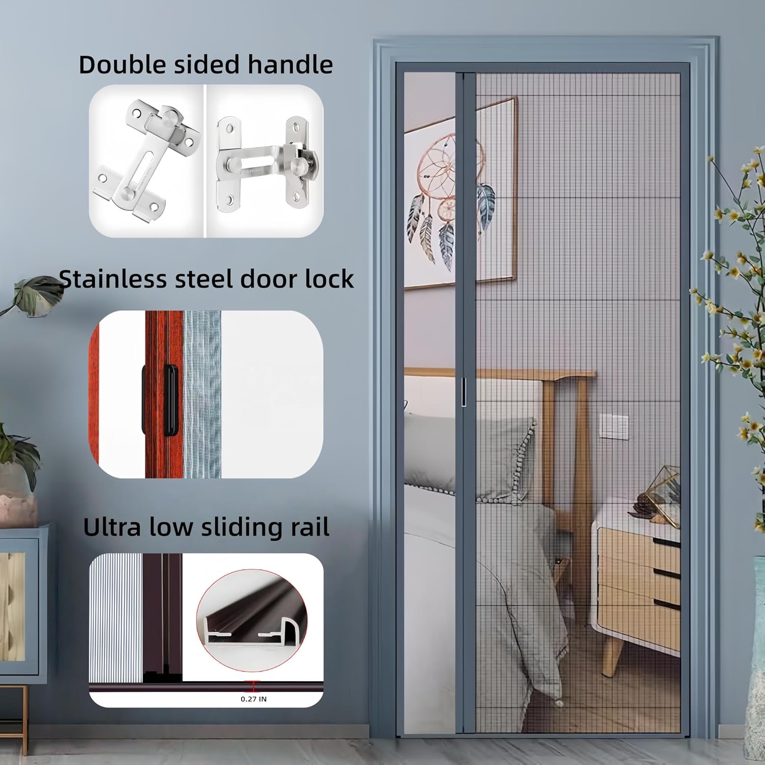 No‑Drilling Retractable Sliding Screen Door