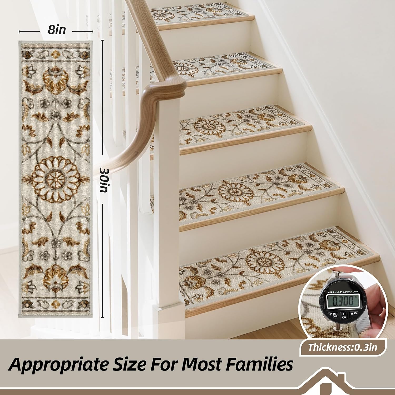 Non‑Slip Washable Carpet Stair Treads