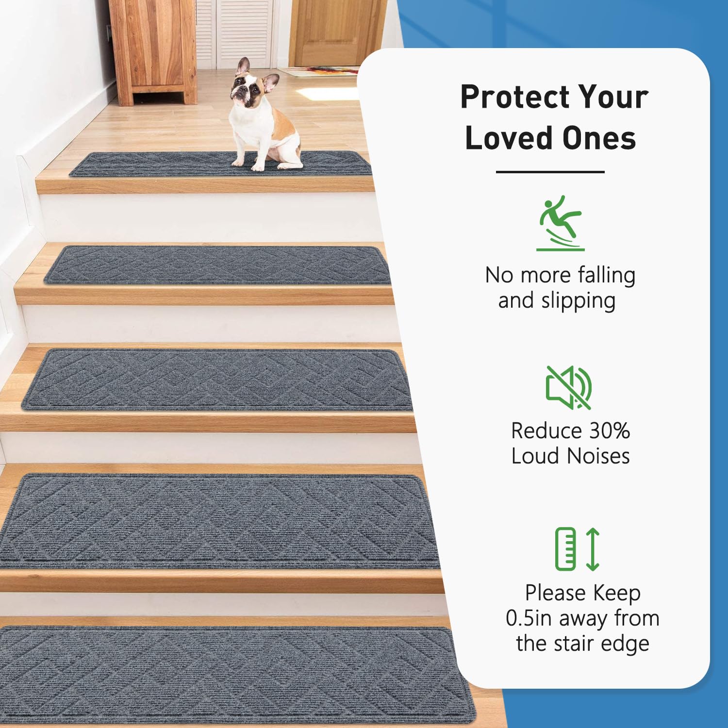 Peel‑and‑Stick Non‑Slip Stair Carpet Treads