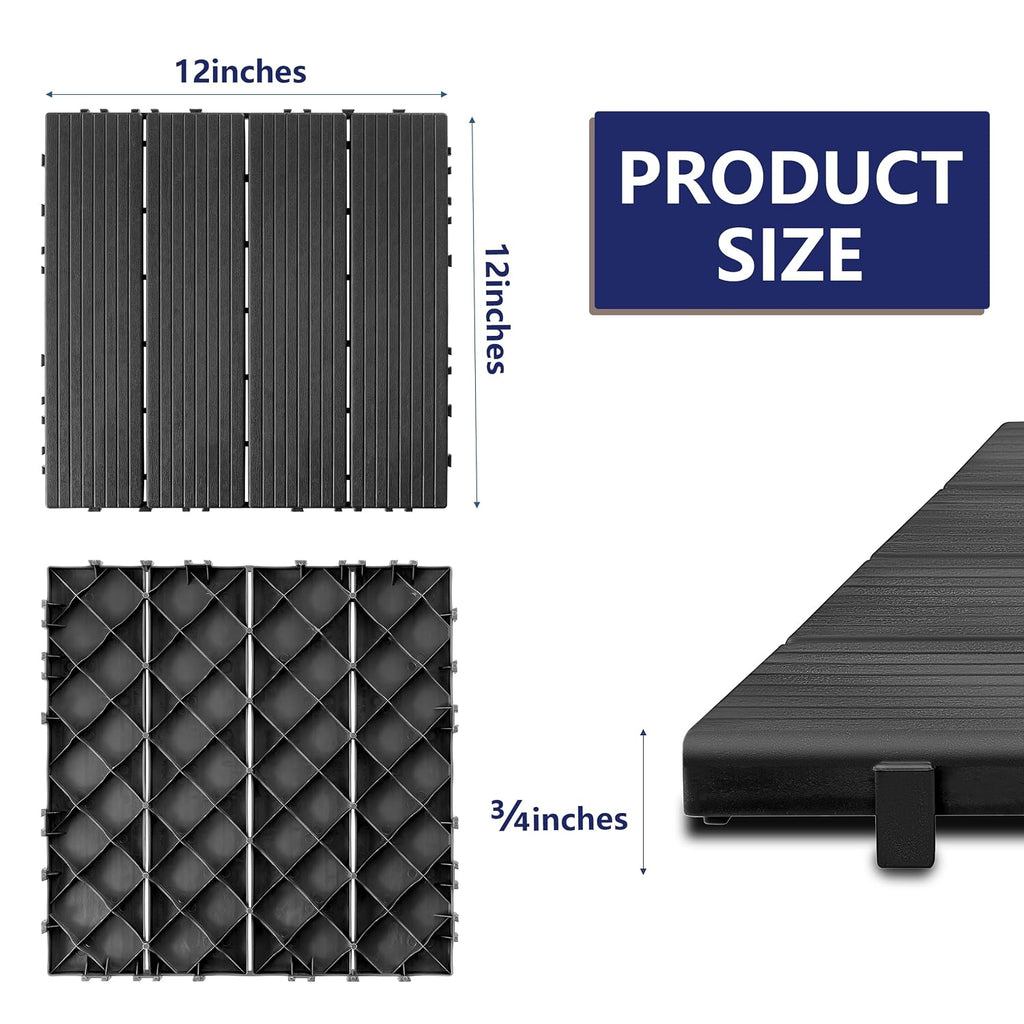 Dark‑Grey Plastic Interlocking Deck Tiles