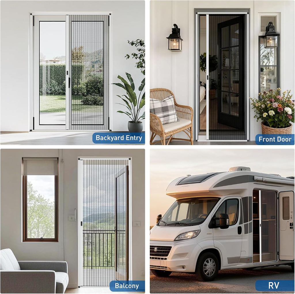 No‑Drill Pet‑Proof Retractable Screen Door