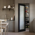 Finished Black 1‑Lite Frosted Glass Solid‑Core Interior Door Slab