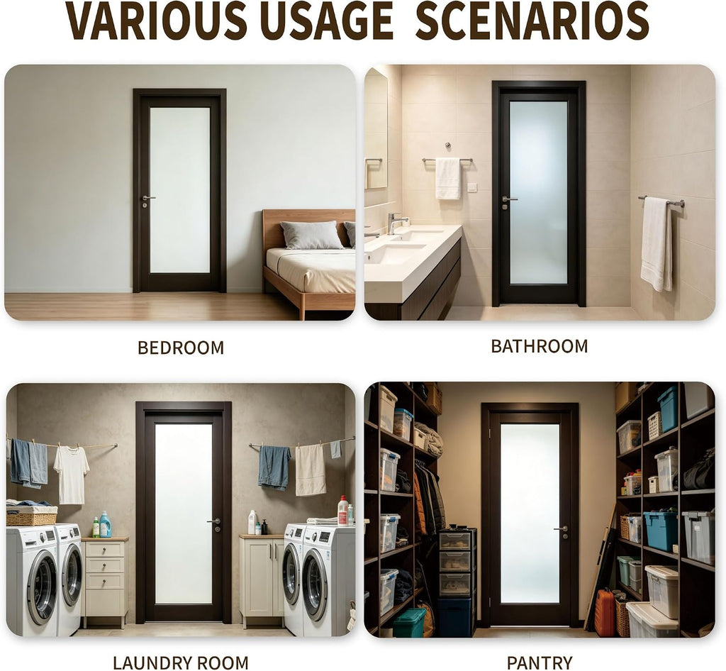 Black Finished Solid‑Core Frosted Glass Interior Door Slab