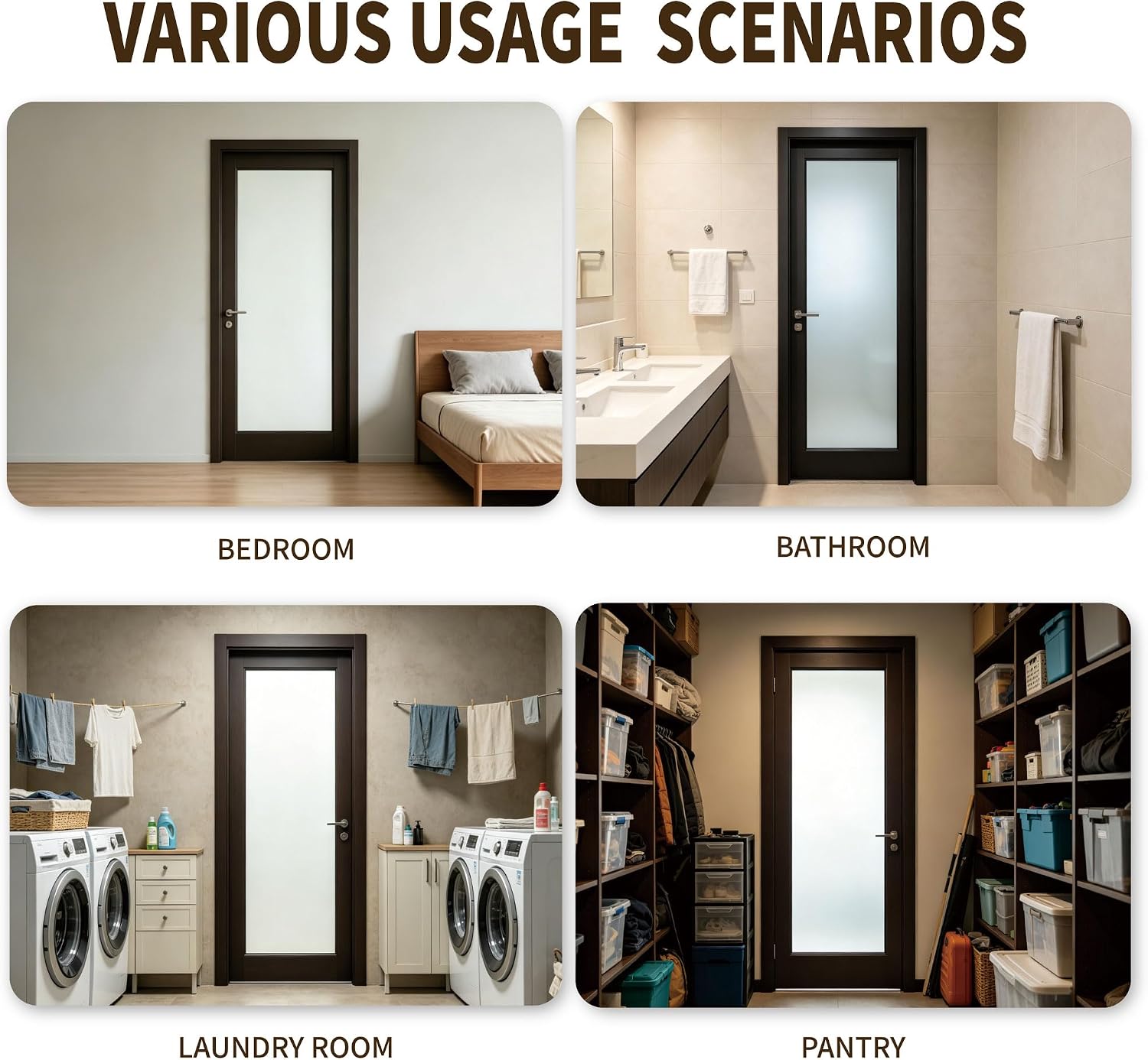 Black Finished Solid‑Core Frosted Glass Interior Door Slab