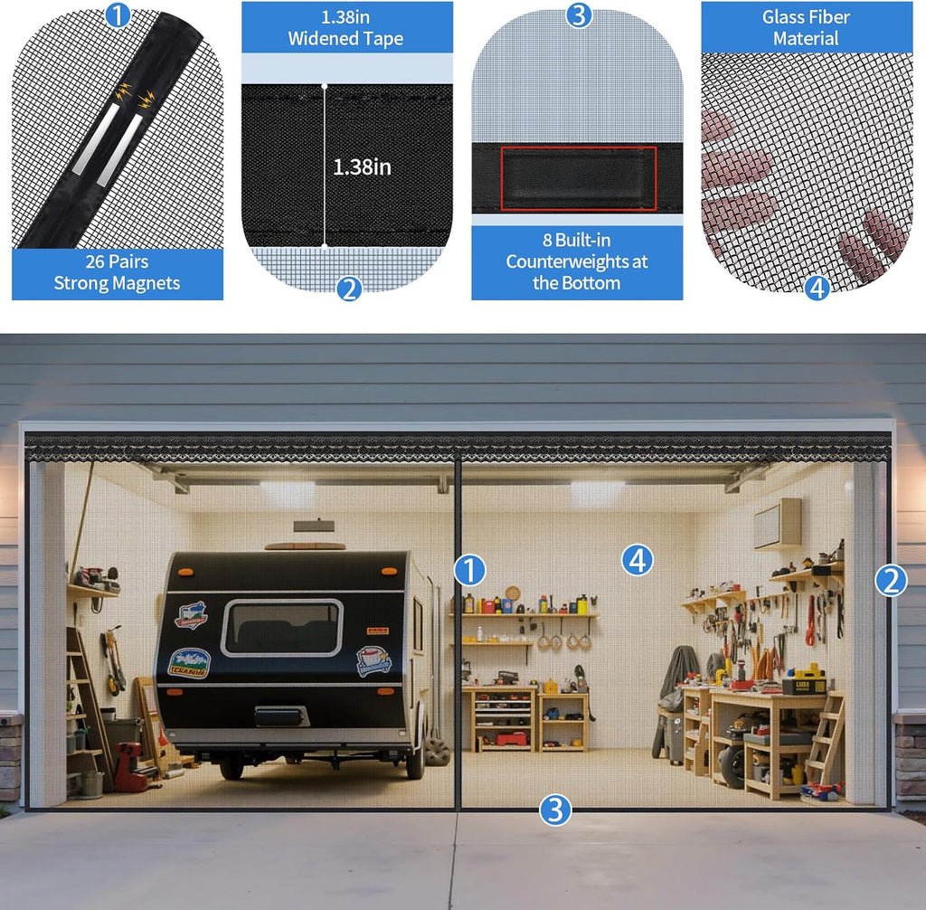 Magnetic Sliding Garage Screen Door