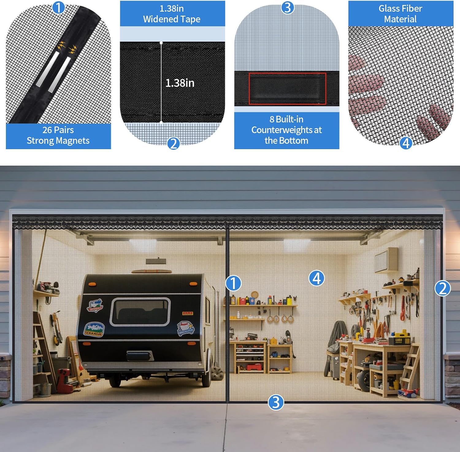 Magnetic Sliding Garage Screen Door