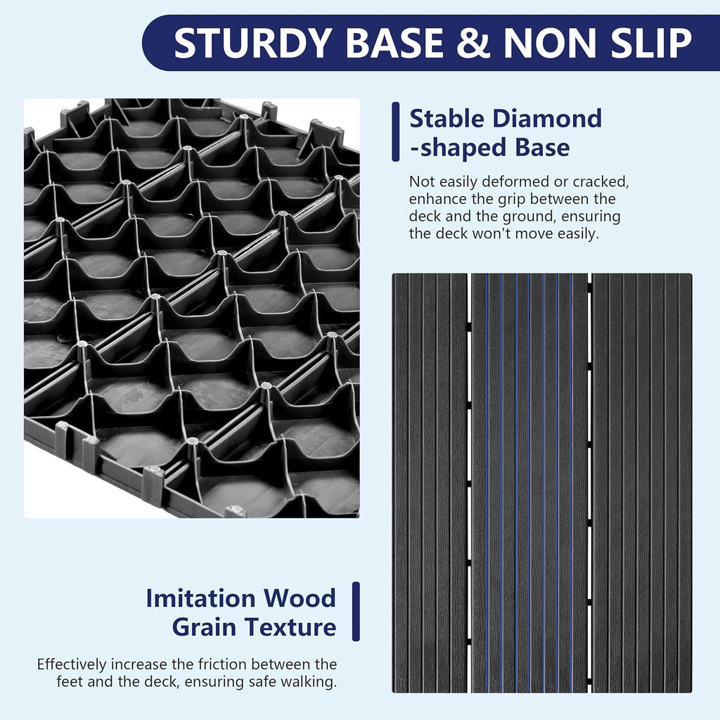 Dark‑Grey Plastic Interlocking Deck Tiles