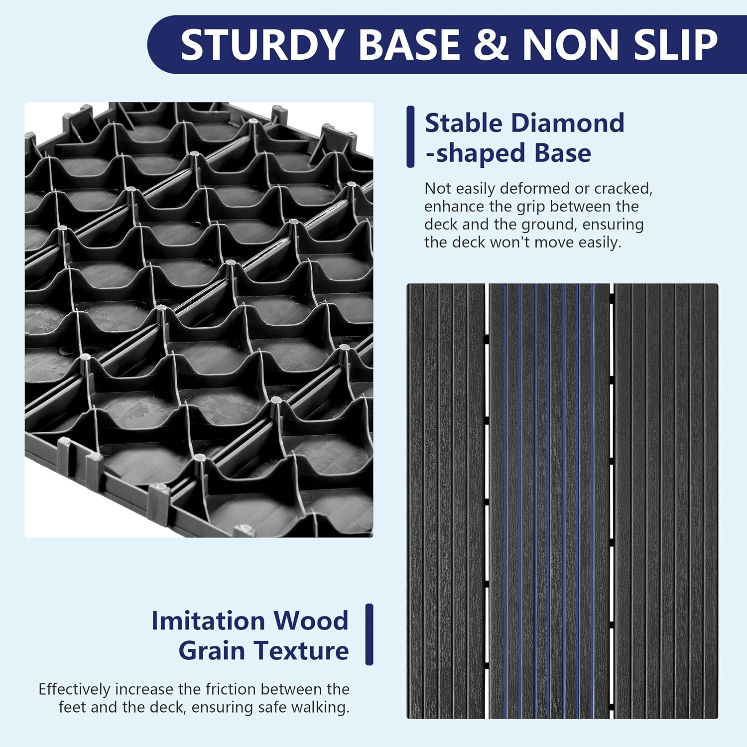 Dark‑Grey Plastic Interlocking Deck Tiles