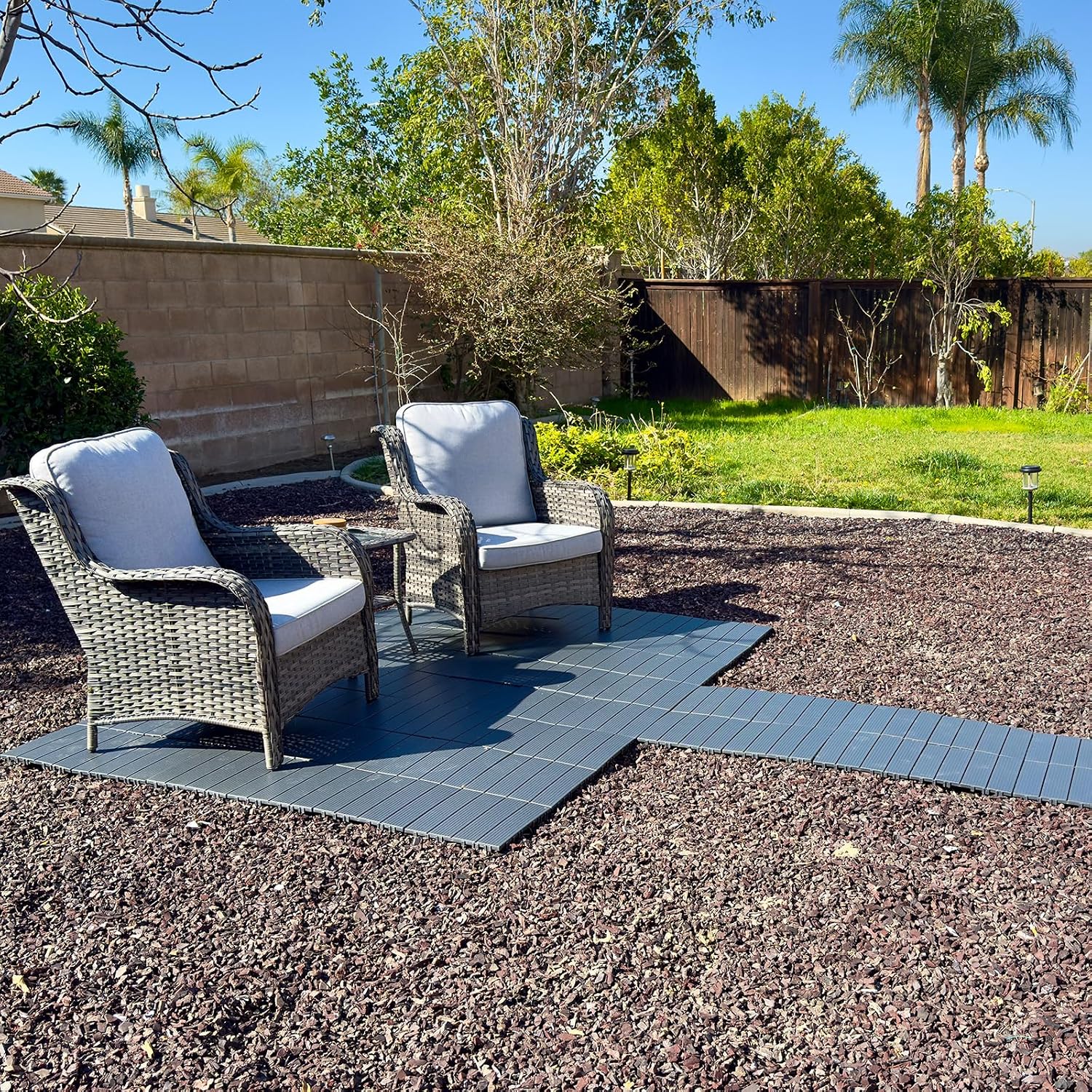 Charcoal‑Gray Plastic Interlocking Deck Tiles