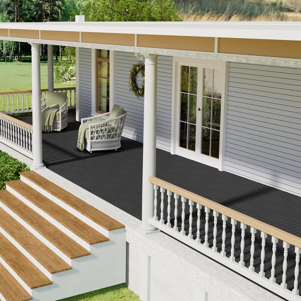 Dark‑Grey Plastic Interlocking Deck Tiles