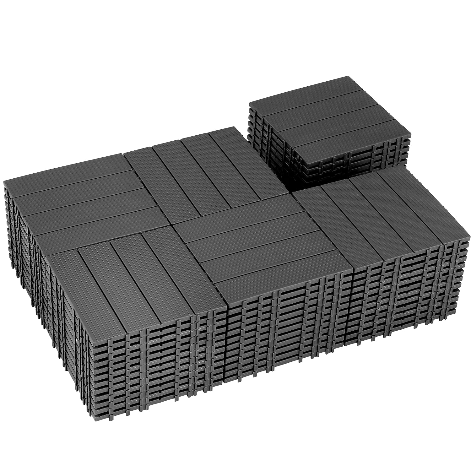 Dark‑Grey Plastic Interlocking Deck Tiles