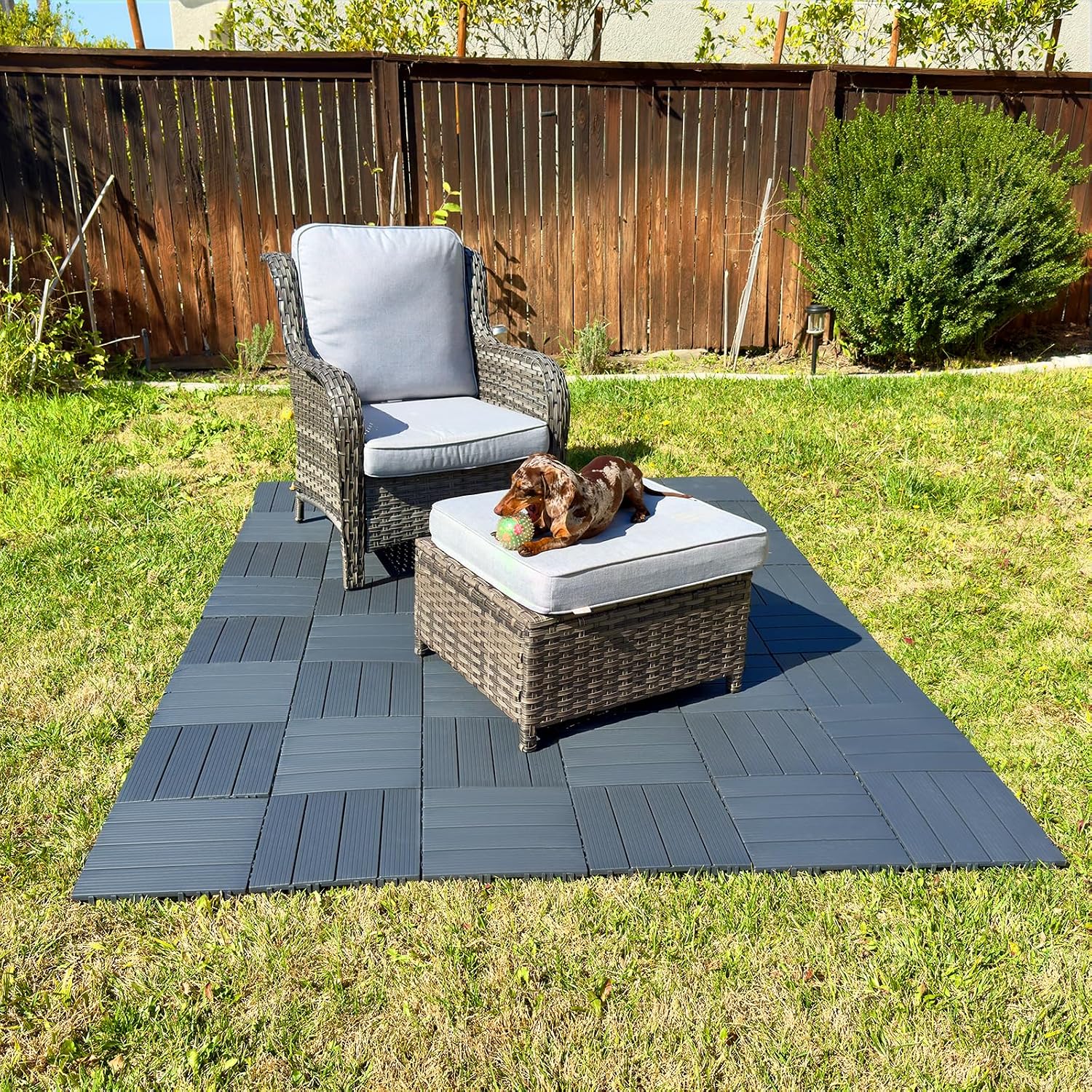 Charcoal‑Gray Plastic Interlocking Deck Tiles
