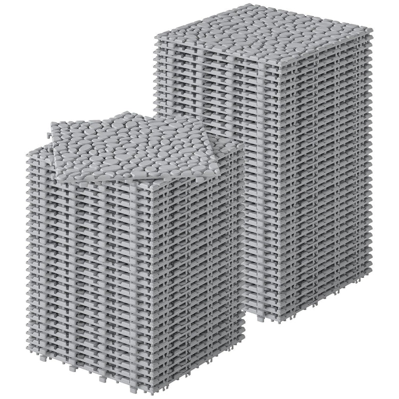 Gray Pebble‑Pattern Plastic Interlocking Deck Tiles